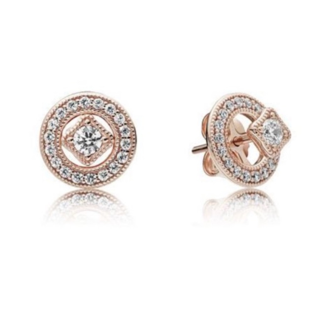 New Pandora Rose Vintage Alure Circle Stud Earrings